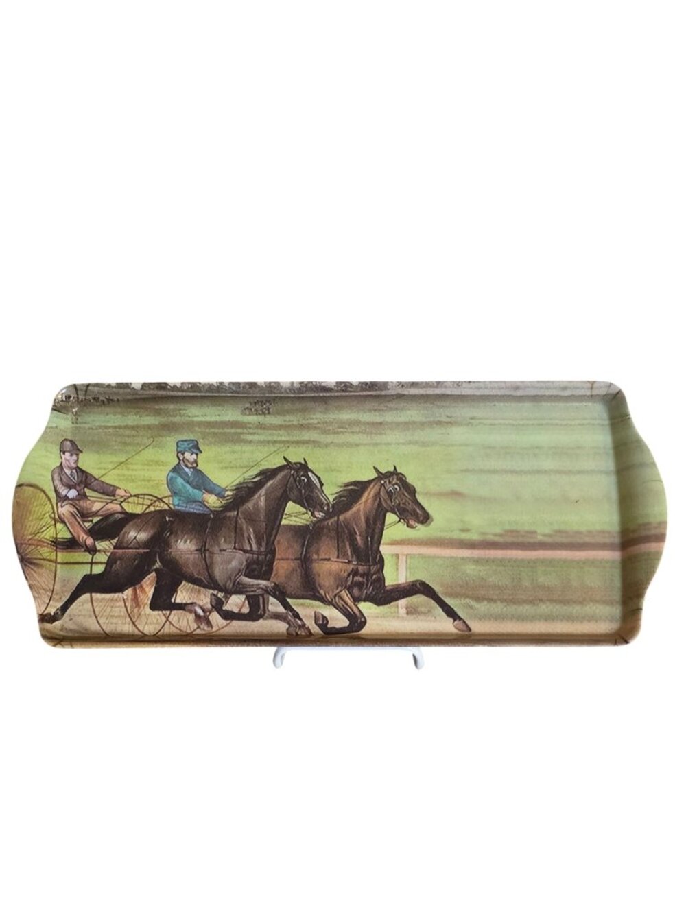 Equestrian Horse Harness Racing Cart Scene Display Tray Empire City Casino 6.5"